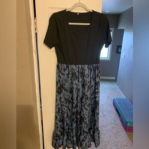 Black and Blue MIDI Dress, X-Large